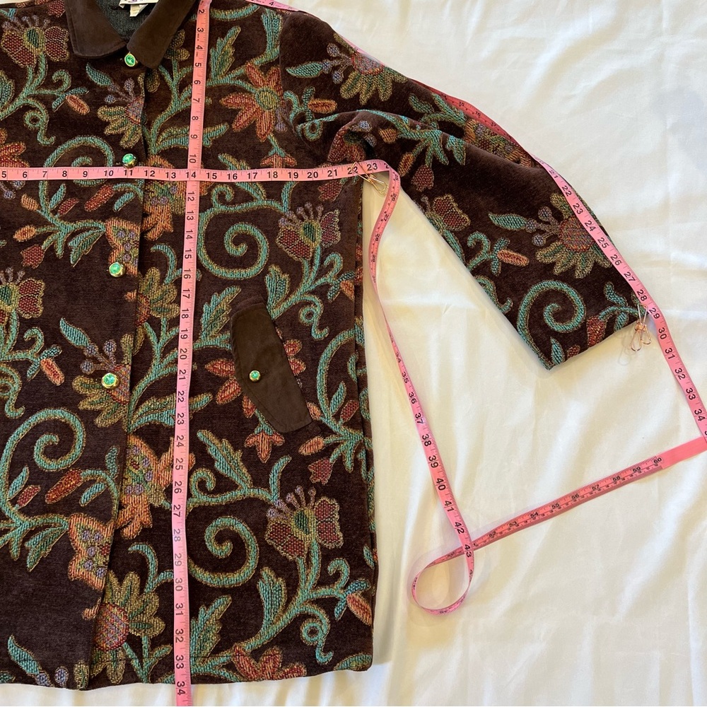 Vintage Maggie Sweet Floral Tapestry Rug Chenille Blazer Coat Jacket Size Medium - Picture 16 of 16